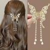1 Pcs Fashion Exquisite Artificial Pearl Tassel Crystal Butterfly Hair Claws For Women Girls Party Hair Accessories