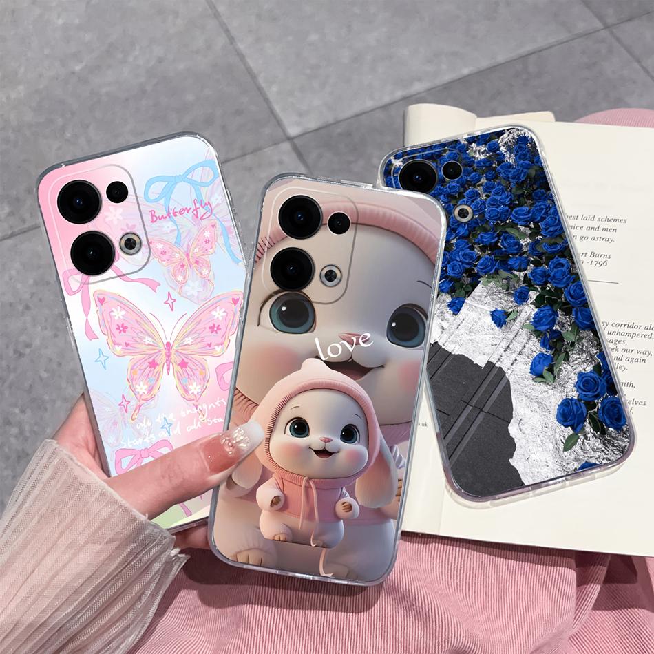 Чехлы для телефона Oppo Reno 13 Pro Повседневный Цветочный Прозрачная Задняя Крышка Для Oppo Reno13 Pro 13Pro 5G Мягкий Тонкий Защита от Падений Корпус