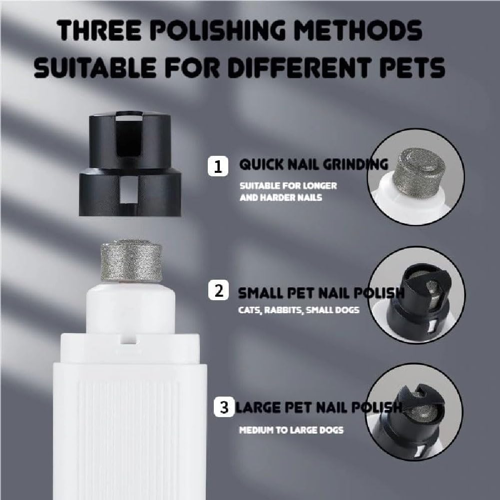 Cat Nail, Safe Cut Cat Nail Trimmer, Silent Dog Nail Grinder, 2 Speeds Adjustable, USB Rechargeable Dog Claw Grinders with LED Light for Small Medium