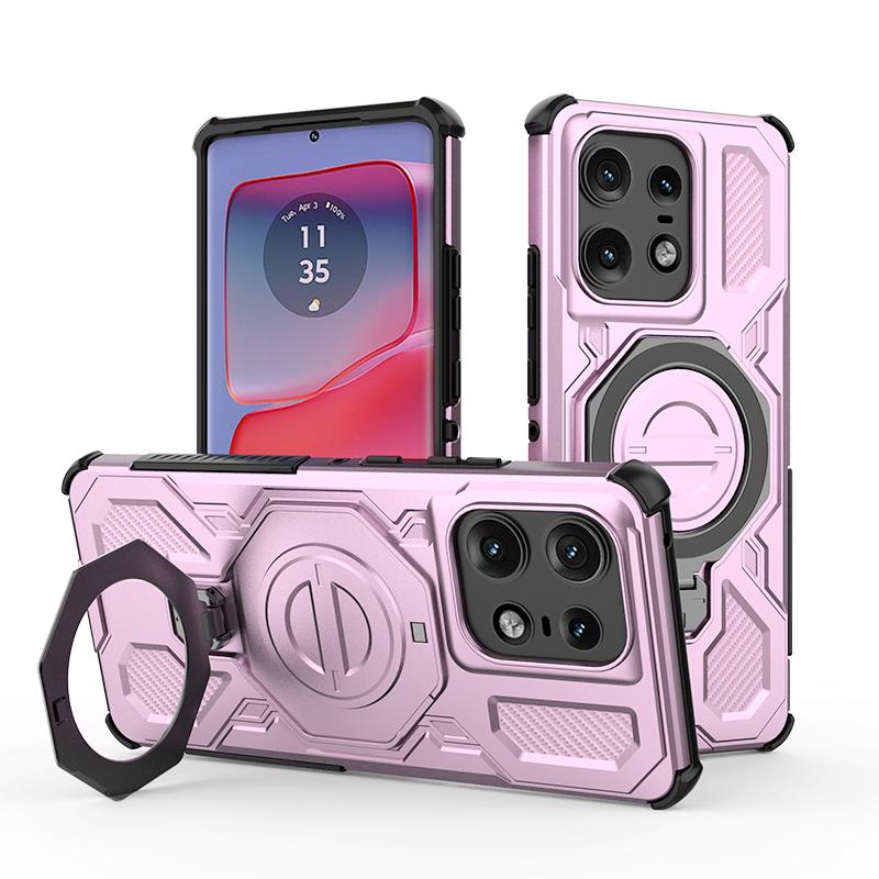 KEYSION Shockproof Magnetic Case for Motorola Edge 50 Pro 5G Upright Live Metal Ring Stand Phone Back Cover for MOTO Edge 50 5G