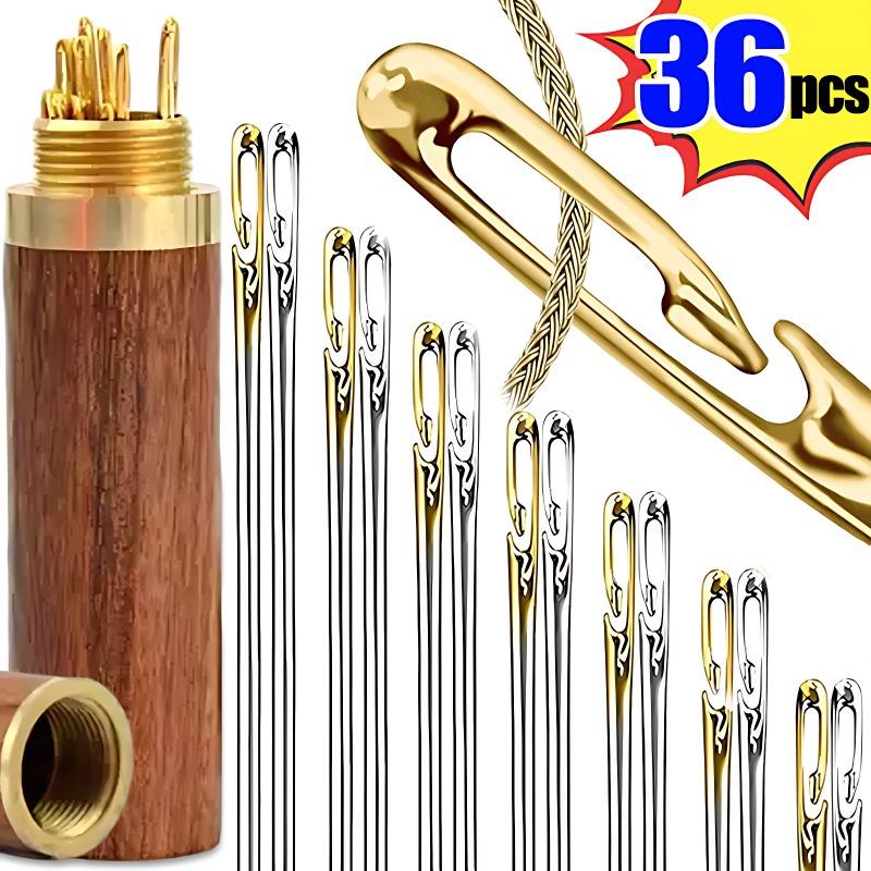 12/24/36 шт. потайных игл из нержавеющей стали, самозатачивающиеся иглы, набор для самостоятельной вышивки, ручная строчка для пожилых людей, нитевдеватель, швейные инструменты