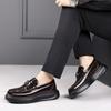Fashion New Fashion Retro Casual Bright Men's Shoes Low Top Platform Korean Loafers Male British Style Business Leather Luxury Shoes Man