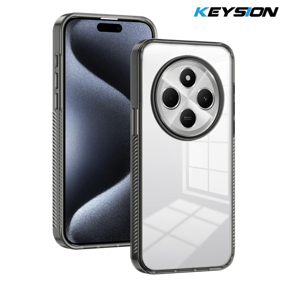 KEYSION Прозрачный чехол для телефона для Redmi 14C Мягкий ТПУ+ПК Противоскользящий HD Прозрачный Ударопрочный Задняя крышка для телефона для Xiaoami POCO C75