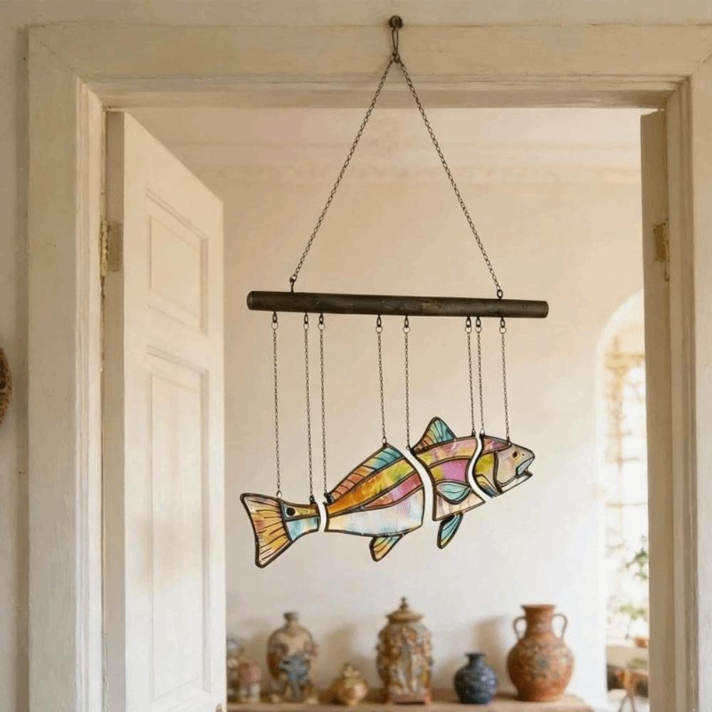 Clear Vivid Acrylic Fish Wind Chime Hand-Painted Fish Hanging Ornament  Car Decorations