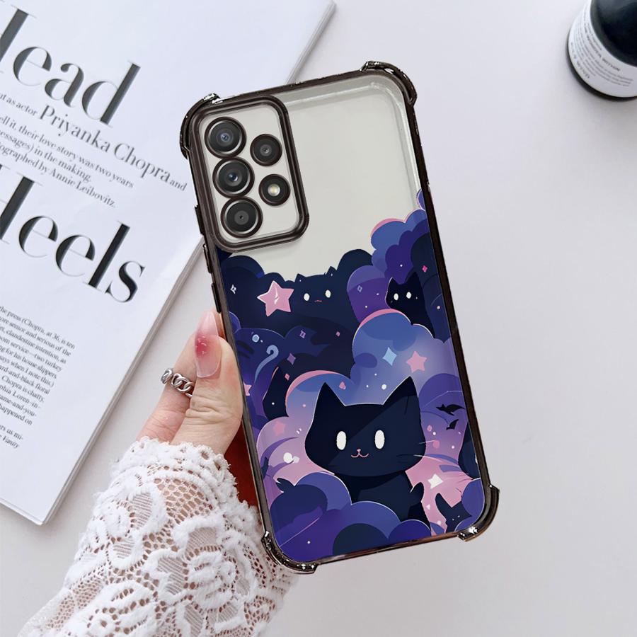 Чехол для Samsung Galaxy A26 A33 A35 A36 A24 A25 A16 A52 A17 A13 A15 A21s Чехол для телефона Черный Кот Звездная Ночь