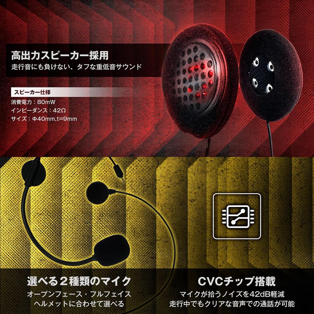 KOMINE Neo Retro Full Face Helmet Motorcycle Intercom Gloss Black L HK-190 + KK-902