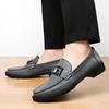 Fashion British Style Metal Buckle Men's Casual Shoes Formal Loafers Handmade Male Slip On Footwear Leisure Walk Genuine Leather Shoes