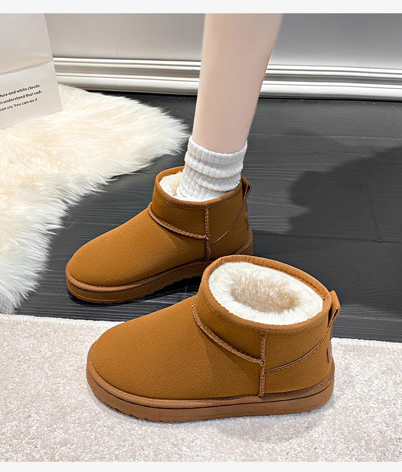 Женские зимние ботинки большого размера на толстой подошве 2024 года, новые утолщенные ботинки с ворсом, теплая хлопковая обувь