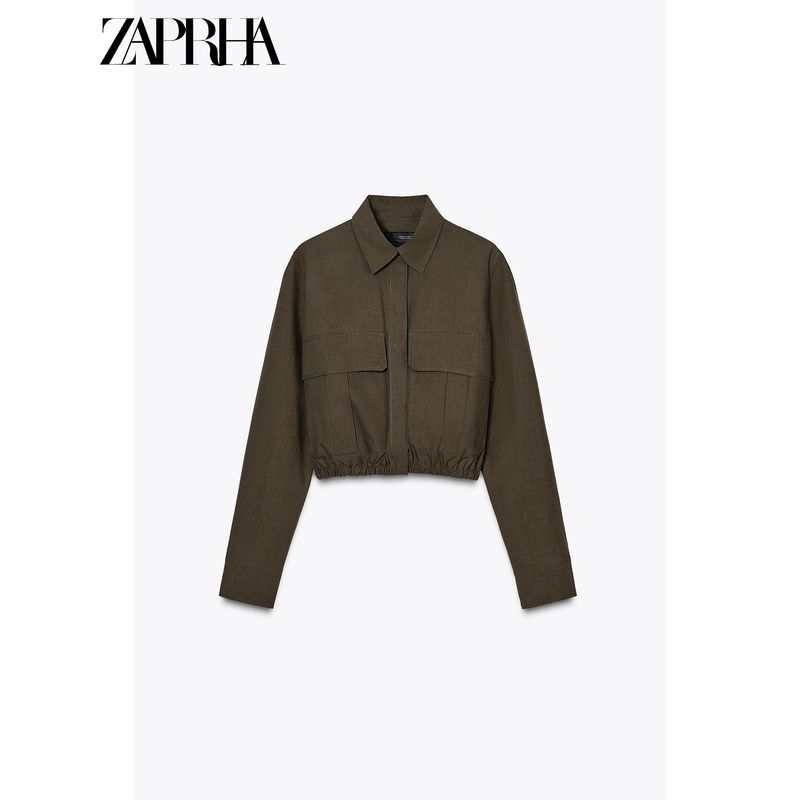 Zaprha 2025 New Arrival Retro Fashionable Tooling Style Casual Pocket Decoration Long Sleeves Short Shirt Ladies 2956235
