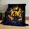 Golden "King" with Crown and Flames print blanket soft and cozy perfect for the living room bed sofa or a nap,gift