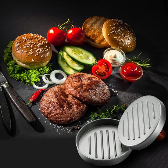 Hamburger Press 4.5" Non-Stick Patty Maker with 100 Wax Papers Heavy Duty Meatball Press for BBQ Veggie Burgers