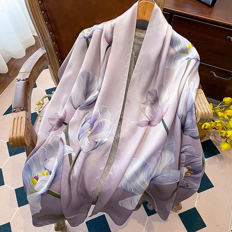 Shawl silk scarf women's versatile spring and autumn silk cheongsam with Hangzhou gift mother-in-law gift long scarf