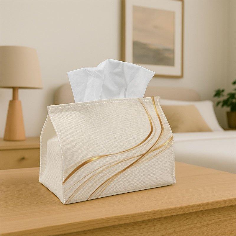 1pc Luxury Tissue Box Featuring an Abstract Line Design with a Golden Flow Texture, Waterproof And Ideal for Use in The Bathroom, Living Room, Bedroom