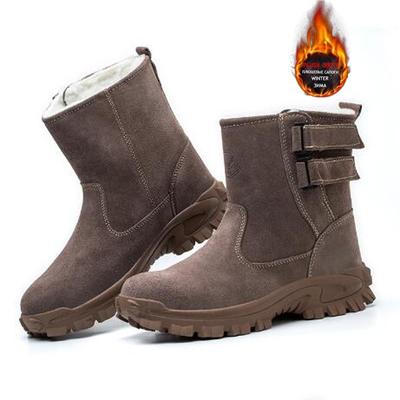 Ботинки для защиты от ожогов мужские зимние плюс бархатные теплые со стальным носком для электросварщиков рабочие хлопковые сапоги для снега H995