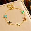 DIEYURO 316L Stainless Steel Colorful Shells Patterned Butterfly Necklace Earrings Bracelet Suit Girl New Trend Jewelry Gift Set