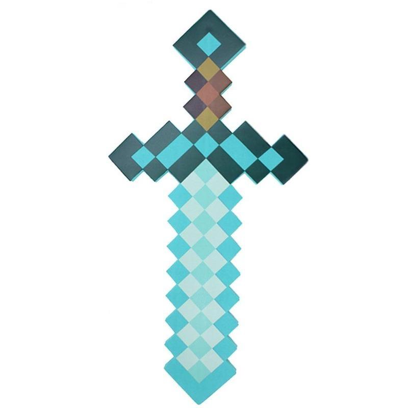 Mine Craft Sky Blue Role Play Prop Diamond EVA Foam Sword & Pickaxe Toy