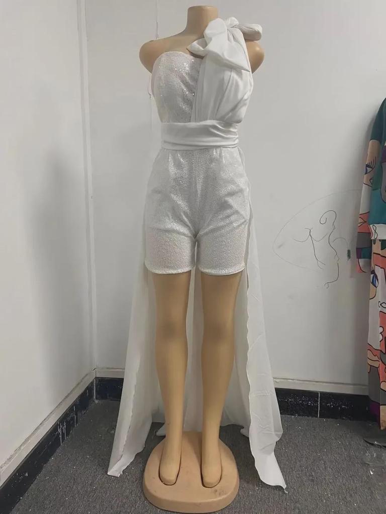 Весна 2025 Женское облегающее белое кружевное мини-платье с V-образным вырезом