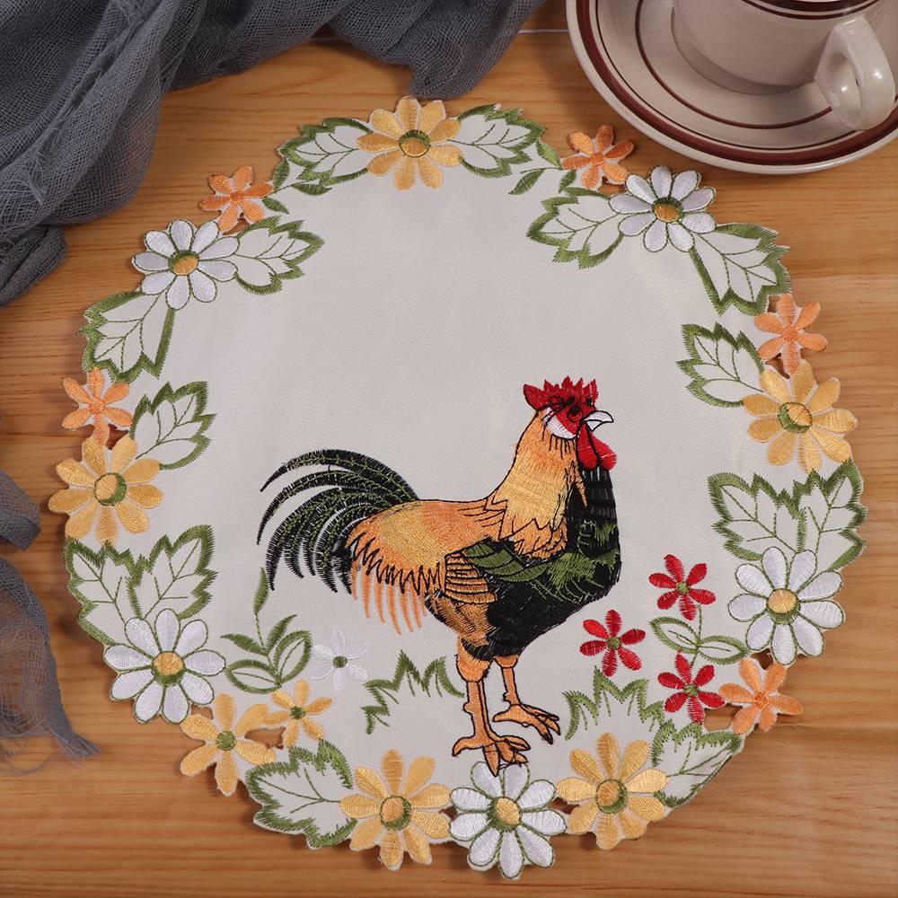 Easter Party decor Satin Fabric Home Decoration Embroidery Craft Placemat Doily Coaster Cup Pad