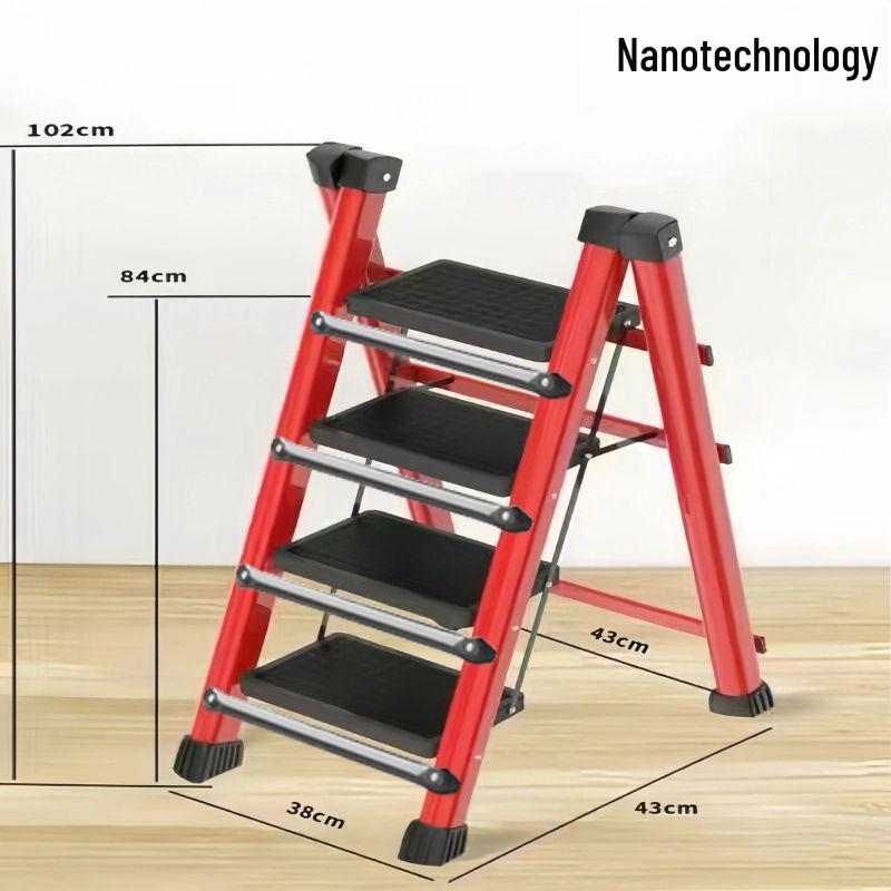 Folding Telescopic A-Frame Household Ladder, Thickened Step Stool, 3-4 Steps, Multifunctional Indoor Use.