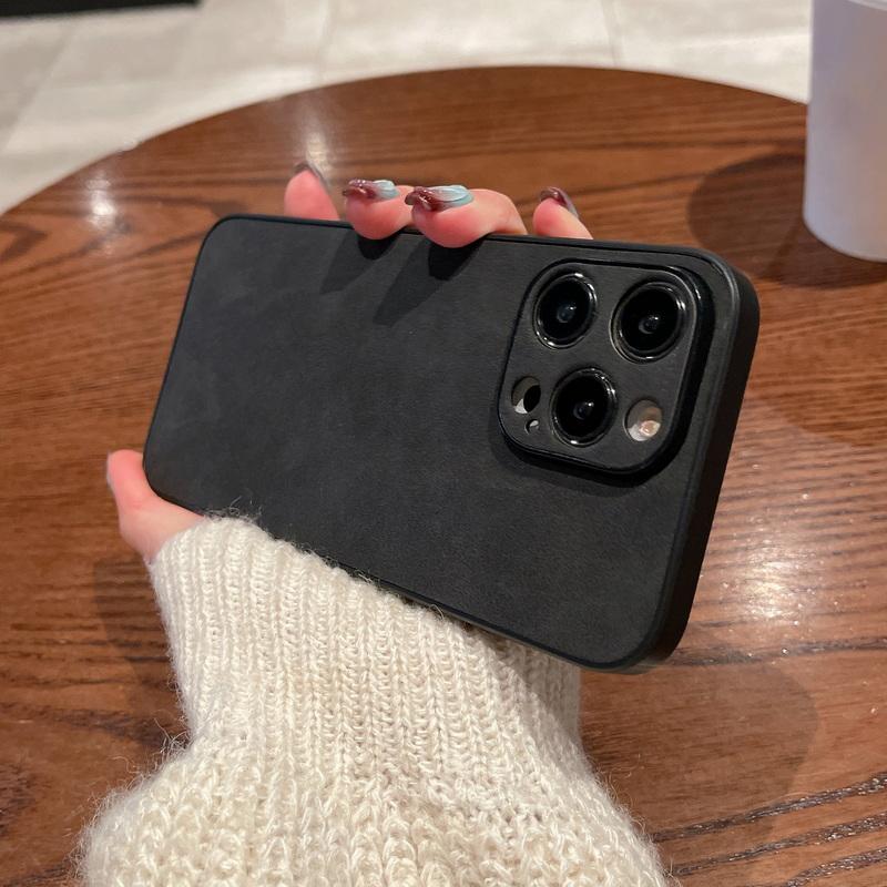 Матовый замшевый кожаный чехол из ТПУ для Iphone 15 Pro Max 14 13 12 11, противоударный браслет, чехол для телефона, однотонный цветной чехол