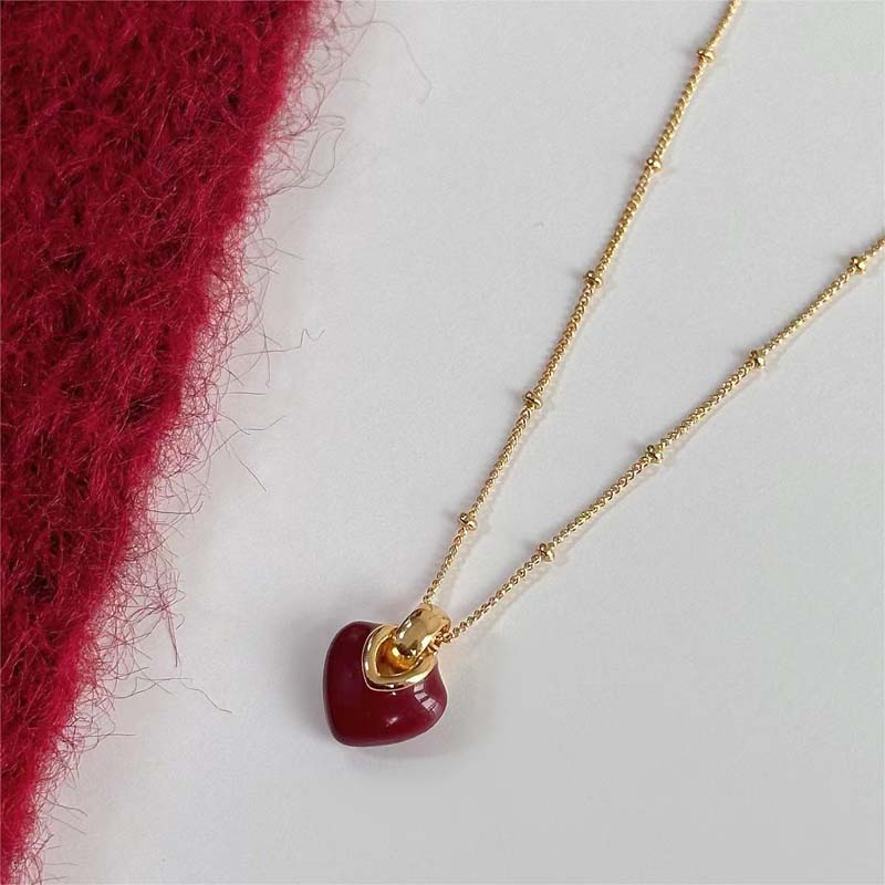 Винтажное ожерелье с подвеской в виде сердца из красного циркона для женщин и девушек, новая мода 2025, золотистого цвета, с тонкой цепочкой, свадебные цирконовые подарки