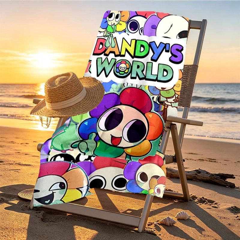 Dandy's World Print Beach Towel Design, Soft, Lightweight. for Home Bathroom, Spa, Pool, Yoga, Surfing, Camping, Gift for Family, Friend