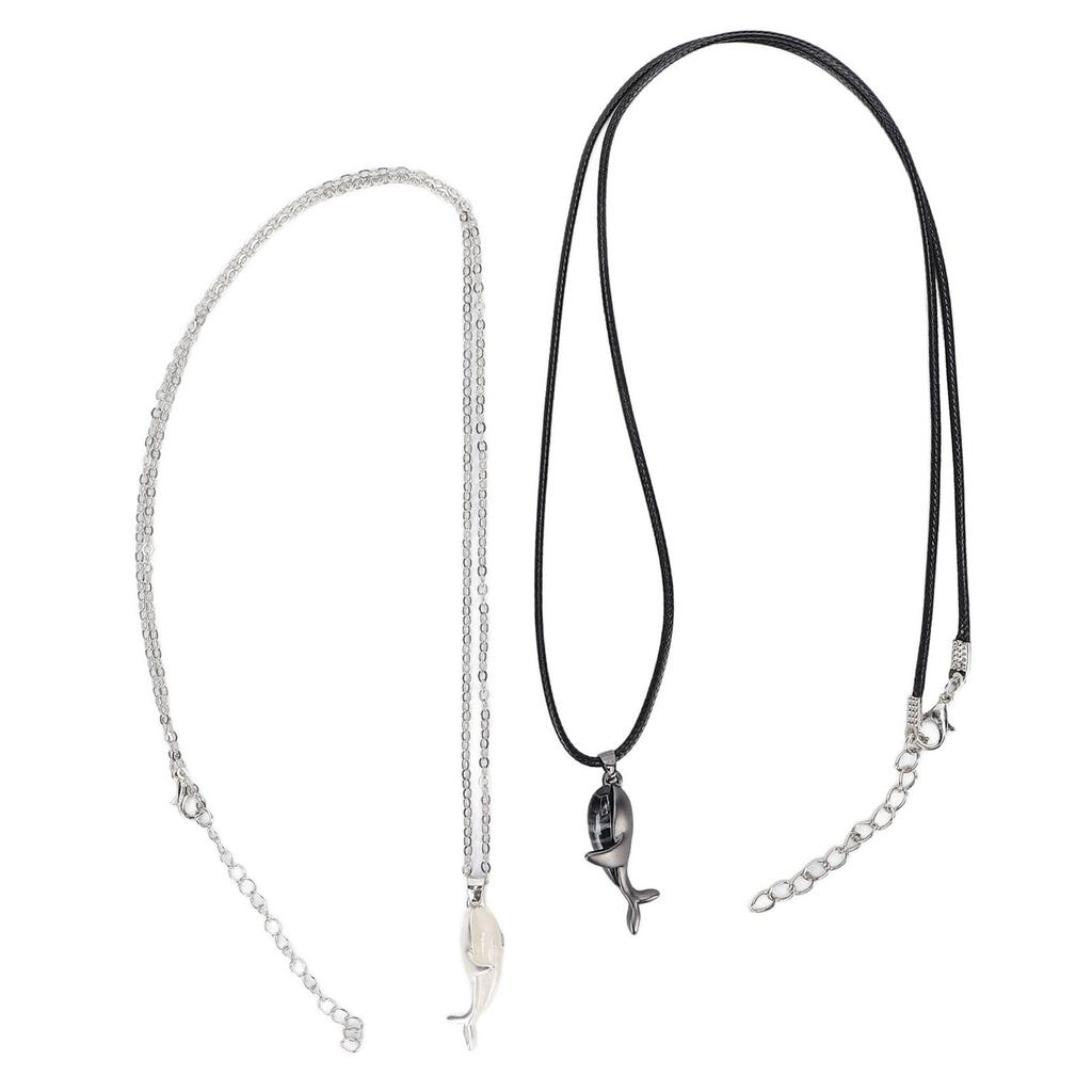 2pcs Couple Necklace Alloy Exquisite Cute Whale Shaped Pendant Magnet Necklace Jewelry Accessory Gift