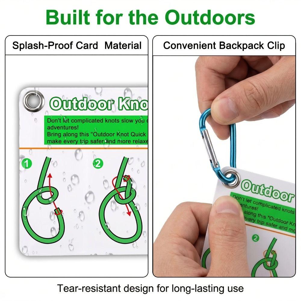 with Carabiner Outdoor Knotting Tutorial Cards 27 Rope Knots Knotting Guide Card Hiking,Travel Etc