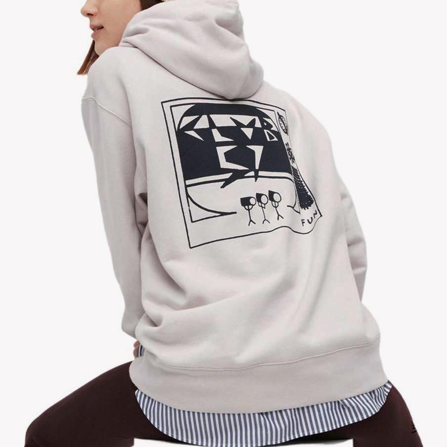 Uniqlo Свитшот с капюшоном и графическим принтом, свободный крой, повседневный, с длинным рукавом, унисекс, светло-серый 455814-02