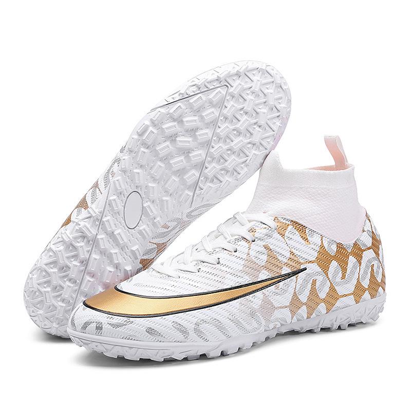 Large Size Football Shoes Men's High Top Teen Students TF Shredded Nails AG Spikes Competition Training Football Shoes