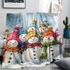 Snowmen Print Flannel Blanket, High quality Comfortable for All Seasons, Home Decor, Warmth and Comfort, Perfect for Christmas Gifts