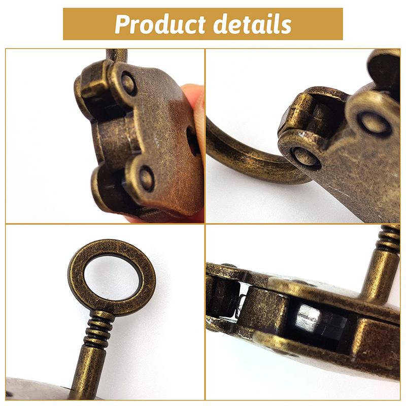 Old Vintage Style Metal Locks Mini Padlock Small Luggage Box Key Lock Bronze Color Home Usage Hardware Decorations