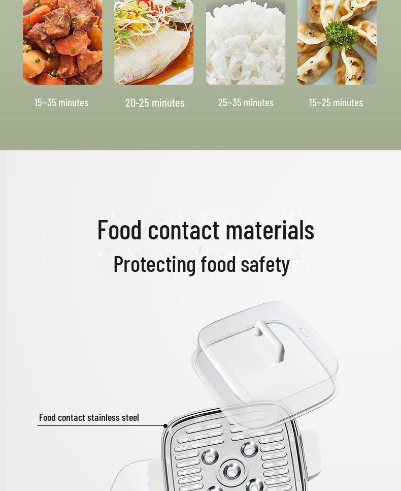 Трехуровневая электрическая пароварка Supor ZN23FK930 из нержавеющей стали с видимой решеткой и большой вместимостью.