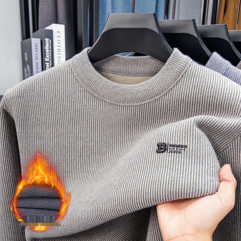 Men’s Winter Mink Velvet Thick Knit Sweater - Round Neck Luxury Casual Pullover