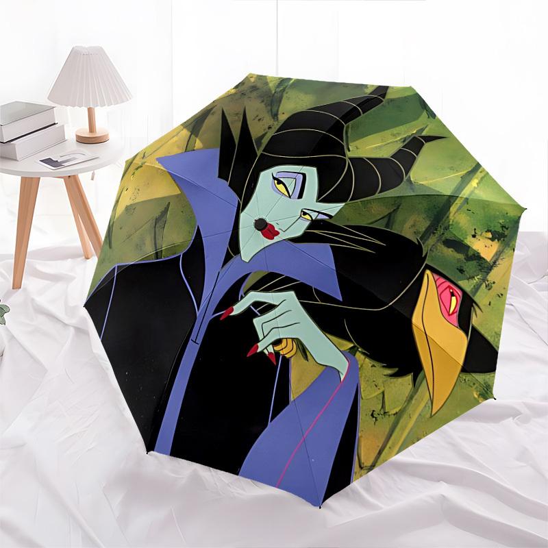 Maleficent, Crow Themed Automatic Opening and Closing Umbrella, Brightly Colored 8-rib Portable Umbrella, Suitable for Men and Women, A Perfect Gift f