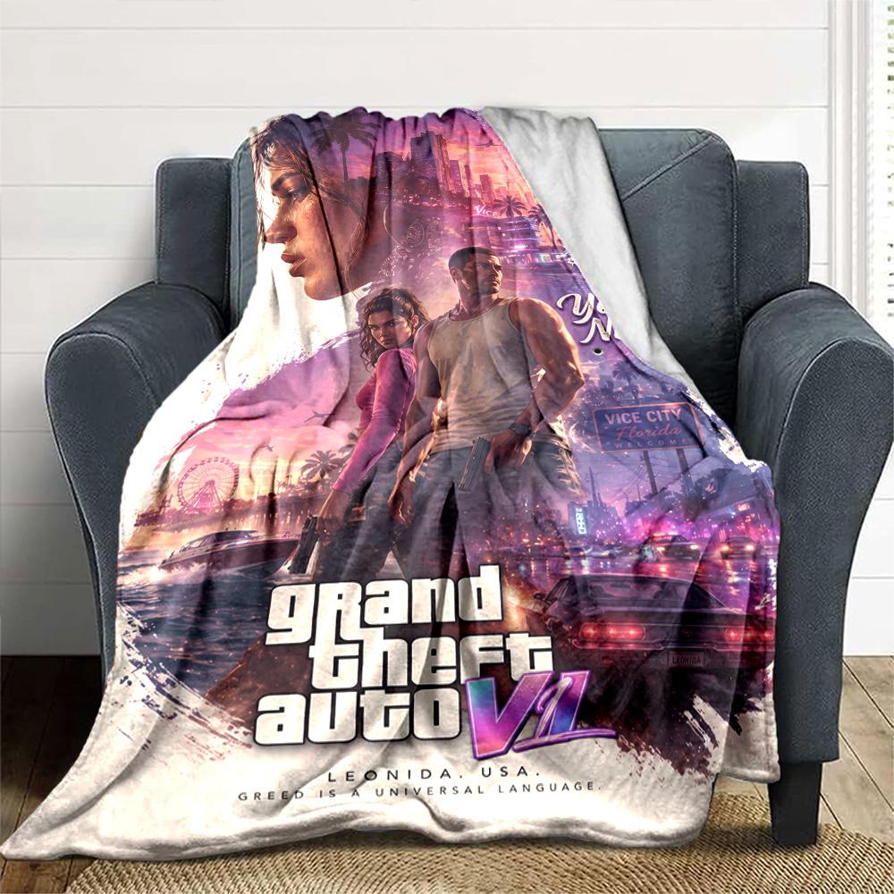 Grand Theft Auto Customize Text Blanket Lightweight Personalized Blanket Comfortable Suitable for Office Livingroom Nap Sofa Four Seasons Universal