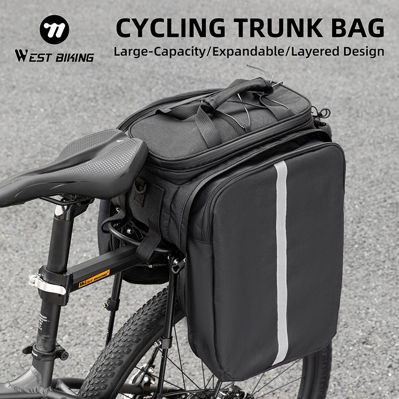 WEST BIKING Большая емкость Велосипедные сумки на заднее сиденье EVA Многоцелевая сумка-багажник для горного/шоссейного велосипеда Расширяемая сумка на задний багажник для велоспорта