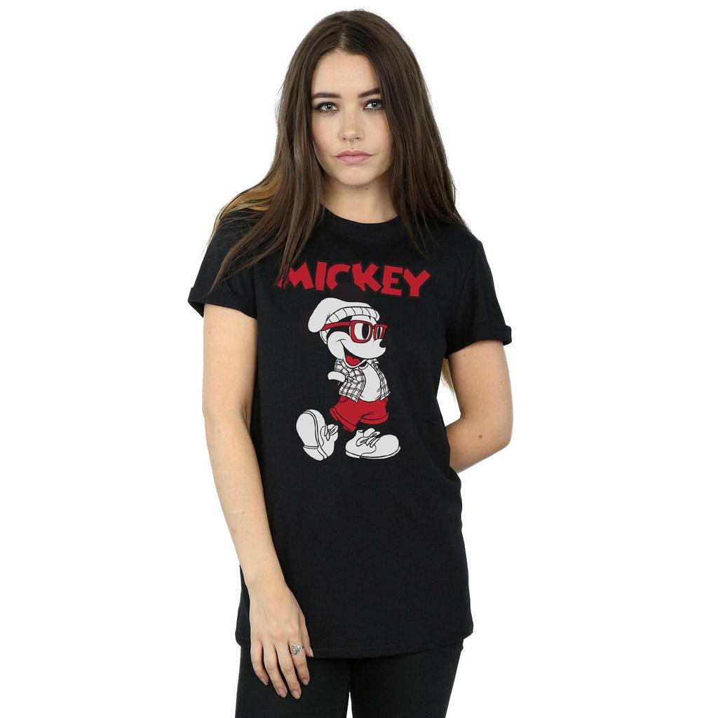 Disney Womens/Ladies Mickey Mouse Hipster Cotton Boyfriend T-Shirt