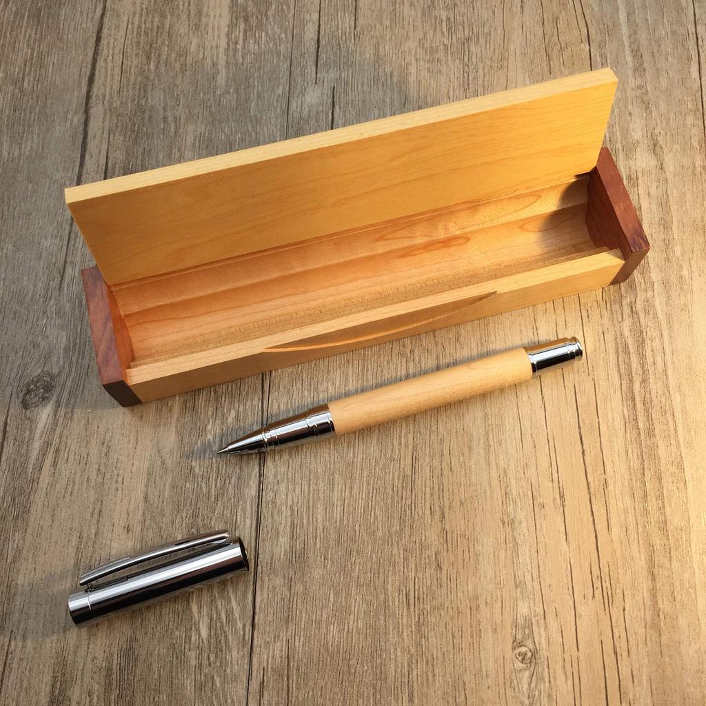 LACHIEVA LUX Luxury Writing Instrument Natural Wood Nib Ballpoint Pen Gift Set Gift Maple, German-Made Water-Based