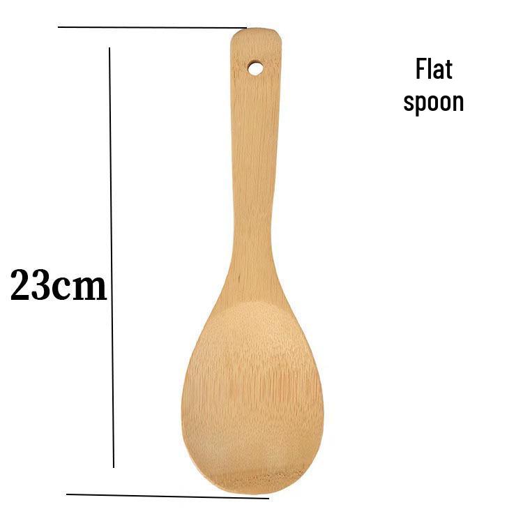Dual-Use Wooden Wok Spatula & Bamboo Rice Spoon - Non-Stick, High-Temperature Resistant, Long Handle for Stir-Frying and Serving