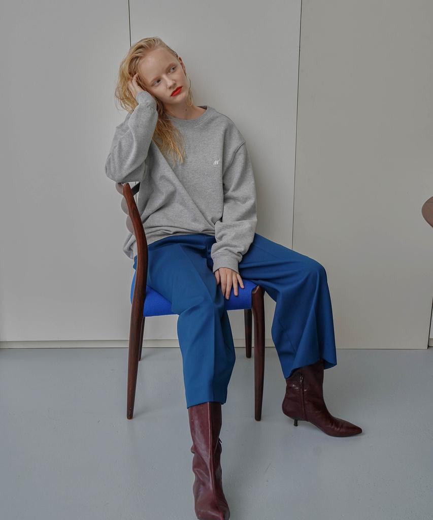 ONNE Diagonal Wool Wide Pants Blue-Green