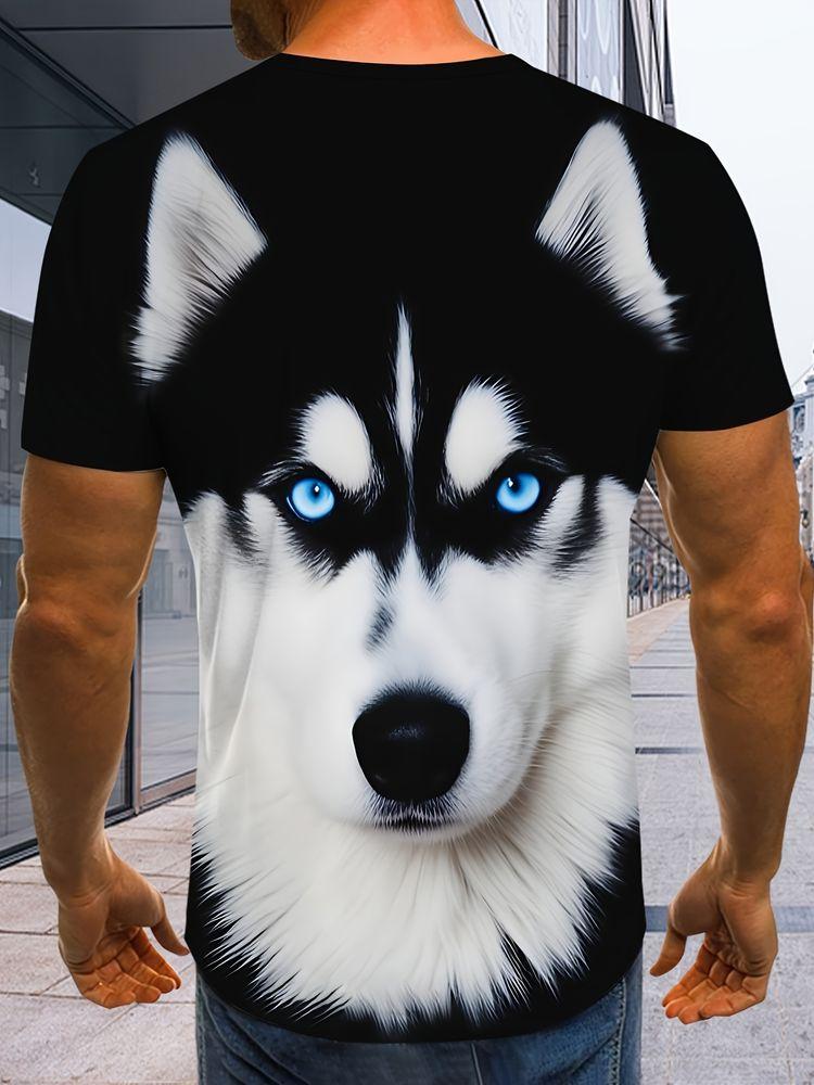Regular Unisexs Husky Pattern 3D Digital Printed Tshirt Summer Fashionable Casual Short Sleeved Tshirt Top Suitable For Daily Wear In Summer