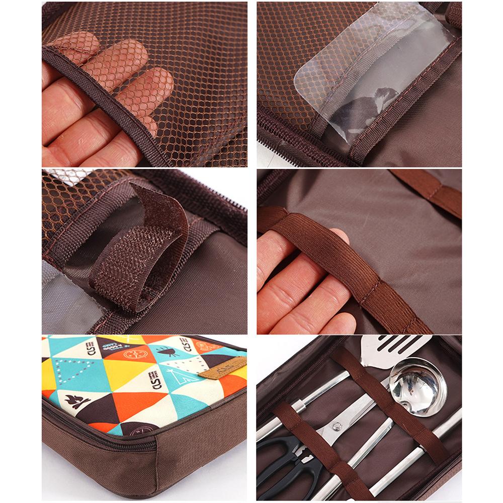 Portable Cooking Utensils Organizer Storage Bag Pouch for Outdoor Travel BBQ Camping Cookware