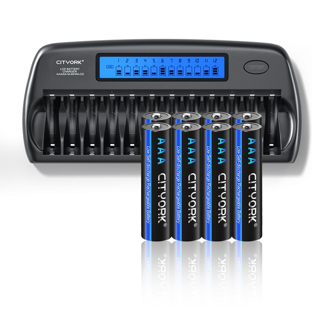 CITYORK 1.2V AA AAA NiMH Перезаряжаемые Батареи 2A 3A С 12 Слотами Быстрое Умное Интеллектуальное Зарядное Устройство для 1.2V AA AAA Батарей