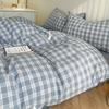 Зеленый Скандинавский Комплект Постельного Белья Ins Клетчатый Для Девочек Мальчиков Двуспальный Королевский Размер Пододеяльник Простыня Наволочка Новый Без Наполнителя Постельное Белье