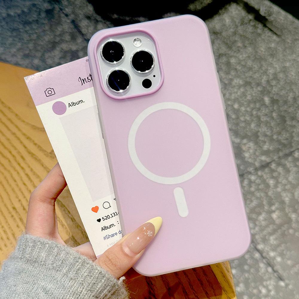 Конфетный цвет Два в одном Магнитная адсорбция Подходит для чехла для мобильного телефона Apple 16 Защитный чехол для iPhone 15 Модный стиль Ins Чистый цвет