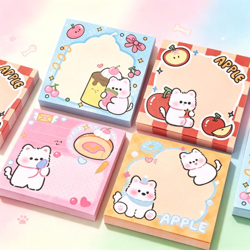 10Pcs Cute Puppy Stickers, Kawaii Cartoon Puppy Self-adhesive Sticky Notes, Tearable Strong Sticky Notes, Random Styles, Suitable for Students Message