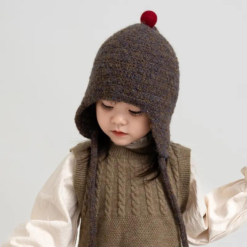 Детская зимняя вязаная шапка с дизайном наушников для детей 2-8 лет Теплый защитный головной убор