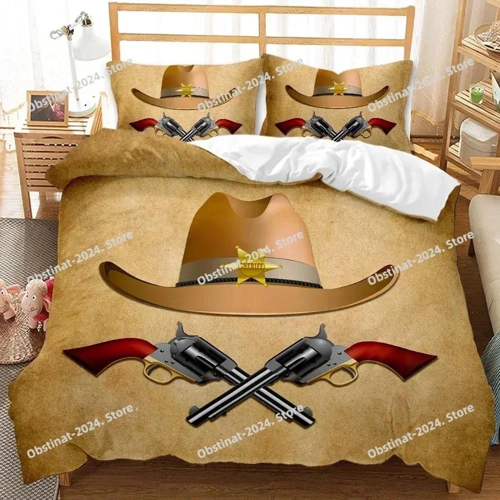 Western Cowboy Sunset Scenery Bedding Set Printed single Comforter Quilt Duvet Cover Pillow Case 3 Pieces Sets Kids Adult Size
