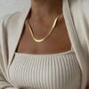 Fashion Vintage Snake Chain Necklace Men Women Unisex Collar Choker Gold Silver Color Flat Snake Chain Necklace Trendy Jewelry